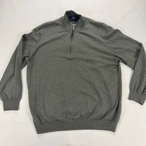 Vineyard Vines Quarter Zip‎ Sweater Mens XXL Gray Cotton Cashmere Italy